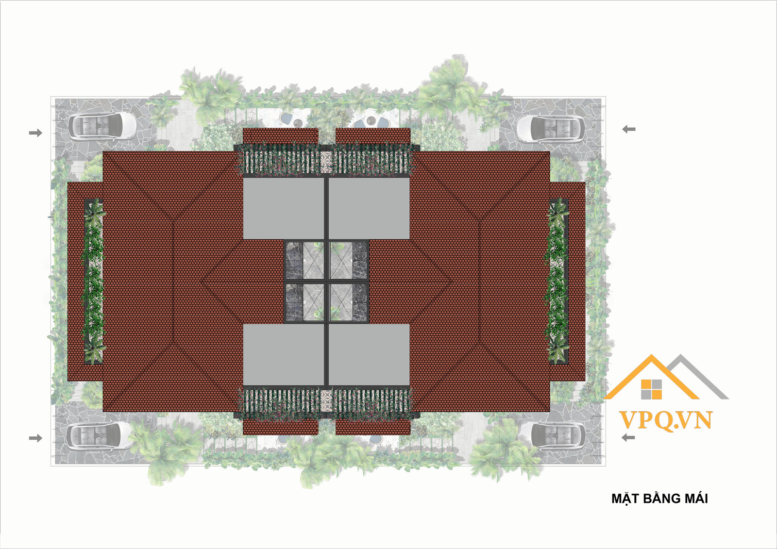 Layout tầng m&aacute;i biệt thự tứ lập - Sun Tropical Village
